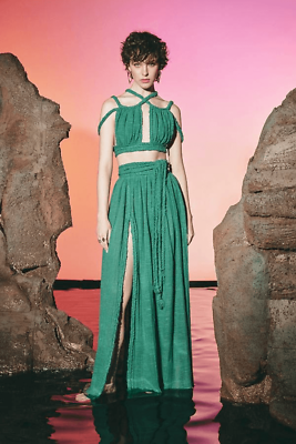 LACE The Label Green Kaftan Crop Top and Skirt SET NWT$690 $250.00
