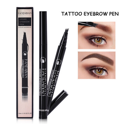 #ad New 3D Eyebrow Tattoo Fork Pen Pencil Microblading 4Tip Brow Enhancer Waterproof $2.99