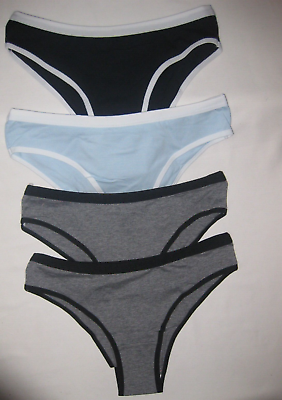 #ad Shein girls 11 12yrs 4pk contrast trim bikini panties 2 gray light blue black $15.00