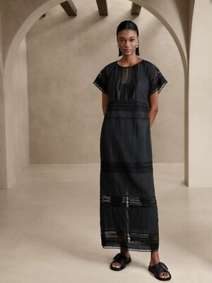 #ad BANANA REPUBLIC Auriene Lace Maxi Dress XSMALL XS Black NEWWT #632480 $114.39
