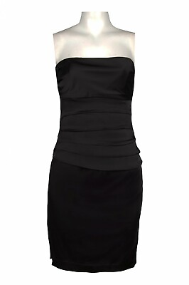 Suzi Chin Strapless Stretch Satin Cocktail Dress Size 18 Black LBD NWT $168 $59.00