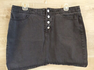#ad Size QX Forever 21 Black Denim Button Fly Mini Skirt $4.90