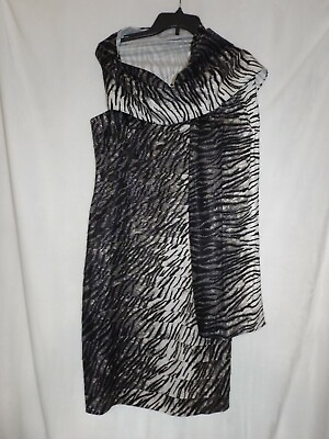 #ad #ad Cathaya Cocktail Midi Dress with Scarf Misses Size 14 Runs Small New w Tags $12.96
