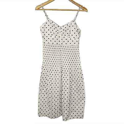 #ad Zara White Spaghetti Strap Polka Dot Summer Dress XS $21.99