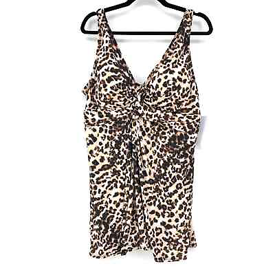 #ad Swimsuits For All Swimsuit Women#x27;s Size 22 One Piece Skirted Leopard Print NEW $69.97