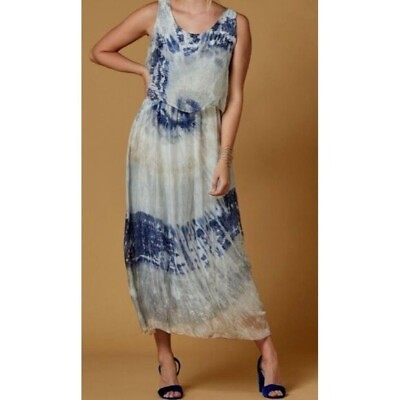 #ad Made in Italy Designer Tie Dye Silk Blend Flowy Summer Dress Small Medium $29.00
