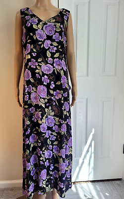 Coldwater Creek Womens Maxi Dress Petite 12 Sleeveless Floral Rayon $34.00