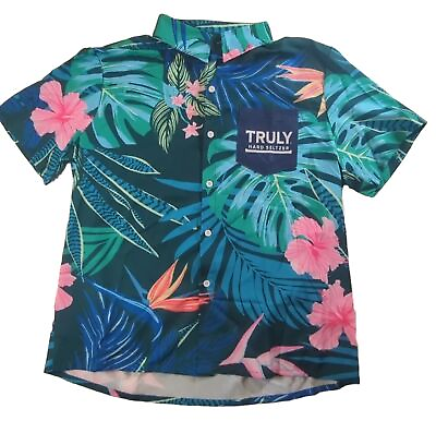 #ad Truly Hard Seltzer Short Sleeve Button Down Hawaiian Party Shirt Large $14.95