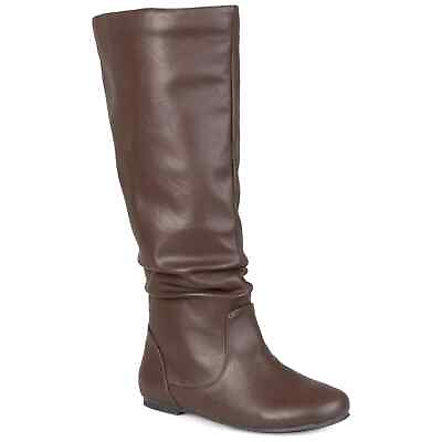 #ad Journee Collection Women Flat Riding Boots Jayne Size US 9.5 Wide Calf Brown $30.00