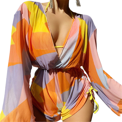 Women Swimwear With Cover Up Printed Splicing Female Swimsuit Three Piece Set $69.81