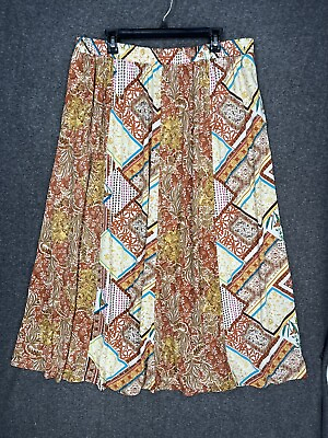 Cato Maxi Peasant Skirt Women’s Plus Size 18 20W Boho Orange Floral A Line Flowy $16.09