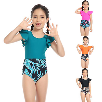 #ad Teen Kids Girls Swimsuits OnePiece Kids Black Swimsuits Chest Pads Girl Sun $18.99