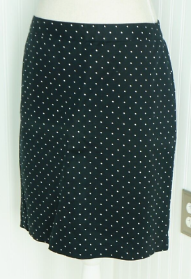 #ad Liz Claiborne Career Pencil Skirt Zip Back Slit Black White Polka Dot Women 10 $10.99
