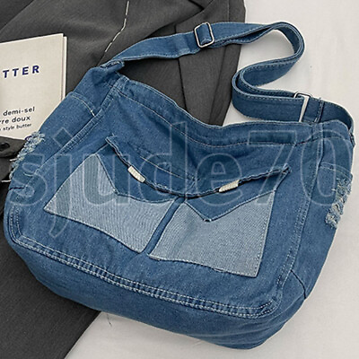 #ad Denim Crossbody Bag Shoulder Handbag Travel Messenger Jean Purse Tote Shopper $28.51