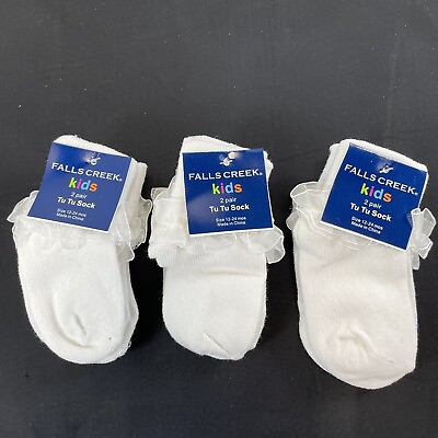 #ad #ad Falls Creek Infant Toddler Girls White Ruffle TuTu Socks 12 24 Months 6 Pair $14.95