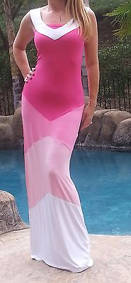 #ad Maya Antonia V Color Block Chevron Shades of Pink Maxi DressExtra Long $23.97