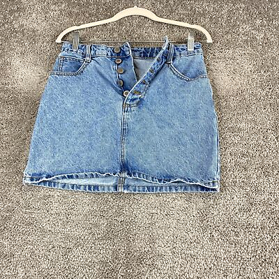 #ad #ad J. Galt Shanghai Denim Mini Skirt Women#x27;s Small Blue Button Fly Stone Wash $18.95