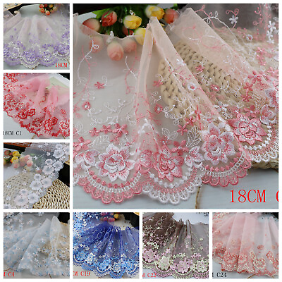 1 Yard Delicate Embroidered Flower Tulle Lace trim Wedding sewing craft Lace 63 $2.29