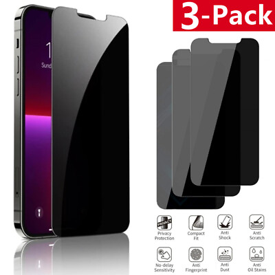 3 Pack for iPhone 14 13 12 11 Pro Max X Privacy Tempered Glass Screen Protector $7.99