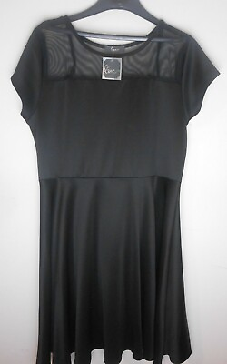 SHEER BODICE SLINKY BLACK DRESS 2X BY PINE SIZE 2X 1 TAG SHORT SLEEVES $17.00