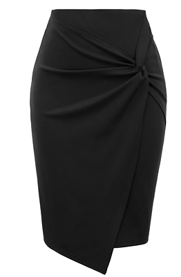 #ad Kate Kasin Wear to Work Pencil Skirts for Women Elastic High Waist Wrap Front $19.94