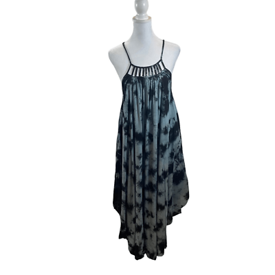#ad Boho Me Brand Black and BlueCage Front Loose Sleeveless Maxi Dress Size Medium $45.00