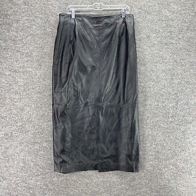 #ad For You Skirt Women 16 Plus Black Maxi Lone Lined Leather Zipper Elastic Waist $20.99