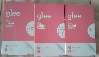 #ad Glee The Bikini Wax Strips Hair Removal Lot 24 Wax Strips 8 Wipes Each Box $20.99