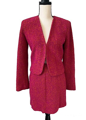 #ad #ad Pink Tweed Jacket amp; Skirt Set S 4 Dress Suit $38.99
