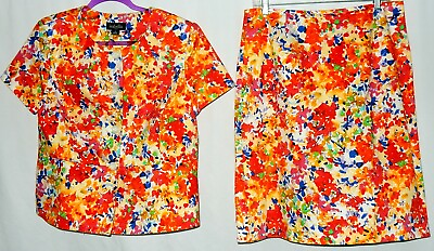 #ad NWOT ISABELLA Suit Women#x27;s Skirt Set Sz 12 Eye Opening Holiday Floral 2 Pc # $48.00