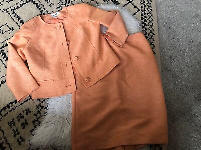 #ad Le Suit Orange Button Jacket amp; Pencil Skirt Suit Set 6 Tweed Feel Lined. C8 $39.00