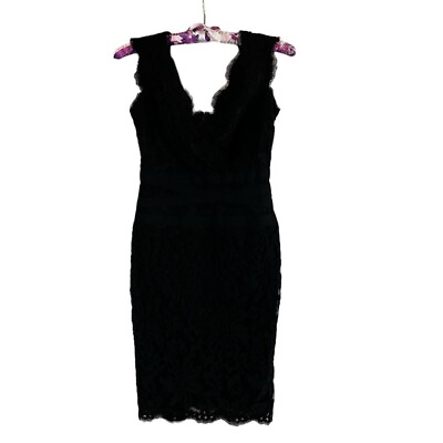 #ad TADASHI SHOJI Black Lace Sheath Cocktail Dress Size 2 $50.00