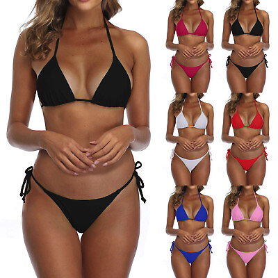 #ad Women Bikini Set High Waisted Size 6 8 10 High Cut Swimsuit Bathing Suit $8.99