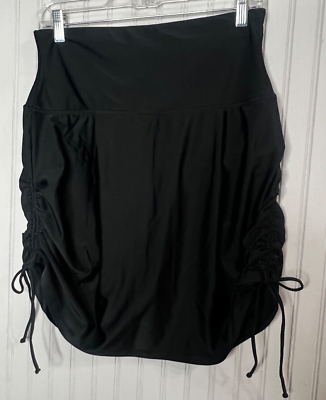 #ad NEW Boutique Womens SWIMSUIT SKIRT XL Black Ties Line UPF 50 Adjustable $8.99