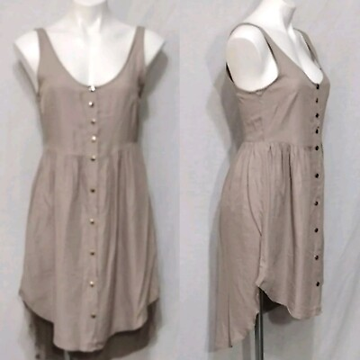 #ad Solemio Sleeveless Button Up Scoop Neck High Low Hem Spring Summer Dress Small $28.00