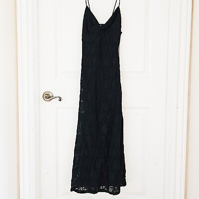 #ad NWOT NSR Nordstrom Size XS Black Lace Maxi Dress Tank Top Twist Front Formal $33.00