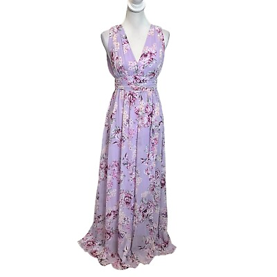 #ad Lulu’s Garden Meandering Lavender Floral Print Maxi Dress Long Women’s Size S $44.50