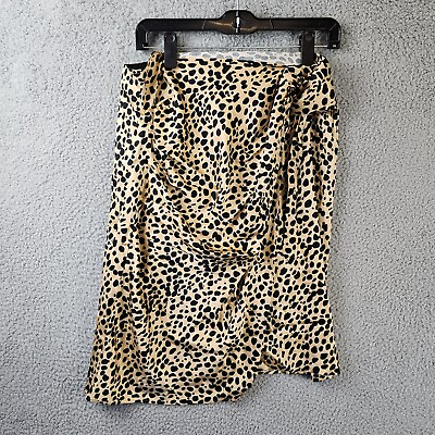 #ad HUGO BOSS Vedina Animal Print Faux Wrap Satin Skirt Women#x27;s 12 Maple Fantasy $87.84