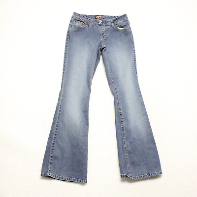 Angels Women#x27;s Junior Size 11 Blue Bootcut Medium Wash Cotton Blend Stretch Jean $17.59