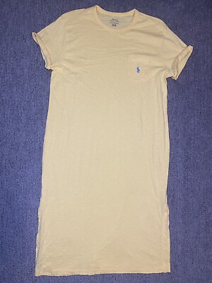 Polo Ralph Lauren Womens XL Tee Shirt Dress Maxi Short Sleeve 100% Cotton Yellow $36.00