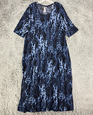 #ad Catherine#x27;s Maxi Dress Women#x27;s Plus Size 1XWP Petite Blue Black Animal Print $22.47