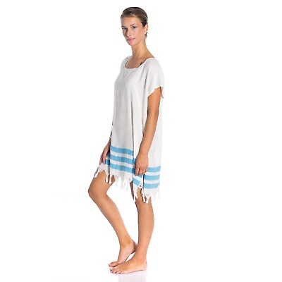 All Cotton Swimsuit Cover Ups for Women Short Sleeve Beach Dress $19.99
