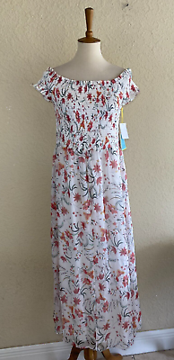 #ad Cece Womens Desert Floral Maxi Dress White Size Large $39.99
