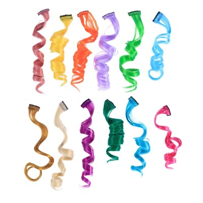 #ad 12 Pcs Party Hair Extensions High Temperature Fiber One Piece $10.10