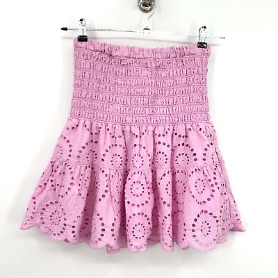 #ad CARTOLINA Nantucket Women Size Small Skirt Kylie Short Mini Pull On Pink Eyelet $69.99