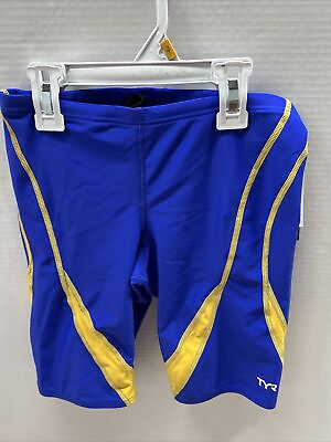 TYR Alliance Splice Jammer Swimsuit Men’s SZ 28 Blue Gold NWT $24.99