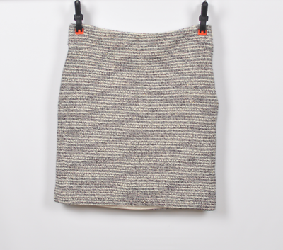 #ad Banana Republic Cream Black Striped Knit Textured Pencil Skirt Short Womens Sz 6 $12.95