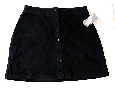 #ad Forever 21 A Line Button Front Mini Skirt Black Medium $13.56