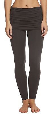 Prana Women’s SZ Small Black Remy Skirted Leggings Active Ruched Sides New Rare $37.23