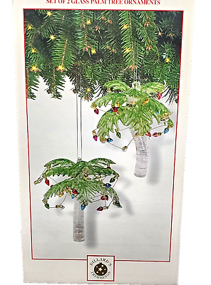 #ad Set of Two Glass Tropical Palm Tree Ornaments Christmas Lights Dillards Trimming $19.89